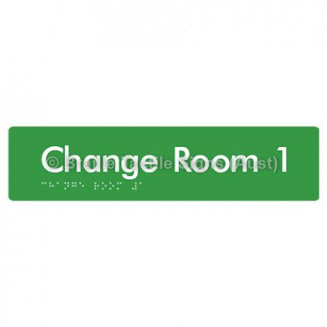 Braille Sign Change Room 1 - Braille Tactile Signs (Aust) - BTS134-01-grn - Fully Custom Signs - Fast Shipping - High Quality - Australian Made &amp; Owned