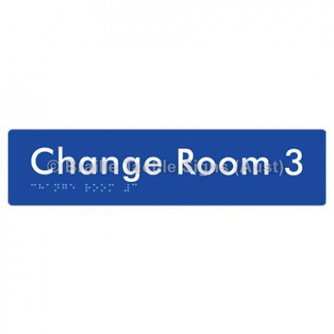 Braille Sign Change Room 3 - Braille Tactile Signs (Aust) - BTS134-03-blu - Fully Custom Signs - Fast Shipping - High Quality - Australian Made &amp; Owned