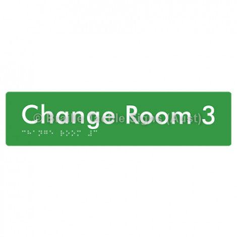 Braille Sign Change Room 3 - Braille Tactile Signs (Aust) - BTS134-03-grn - Fully Custom Signs - Fast Shipping - High Quality - Australian Made &amp; Owned