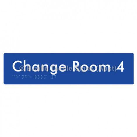 Braille Sign Change Room 4 - Braille Tactile Signs (Aust) - BTS134-04-blu - Fully Custom Signs - Fast Shipping - High Quality - Australian Made &amp; Owned