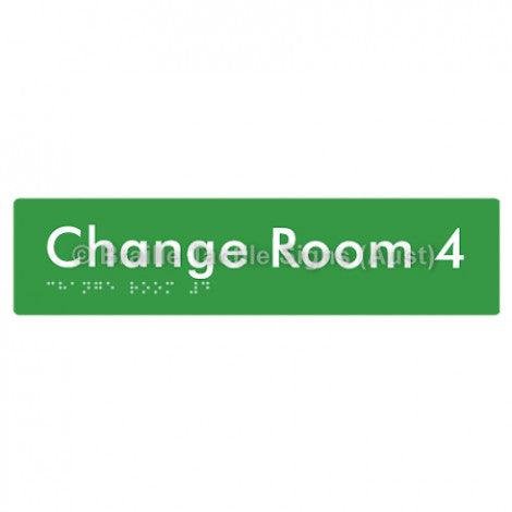 Braille Sign Change Room 4 - Braille Tactile Signs (Aust) - BTS134-04-grn - Fully Custom Signs - Fast Shipping - High Quality - Australian Made &amp; Owned