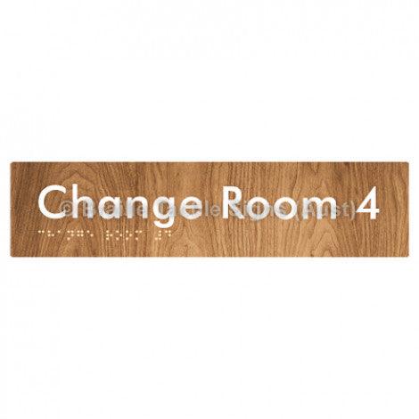 Braille Sign Change Room 4 - Braille Tactile Signs (Aust) - BTS134-04-wdg - Fully Custom Signs - Fast Shipping - High Quality - Australian Made &amp; Owned
