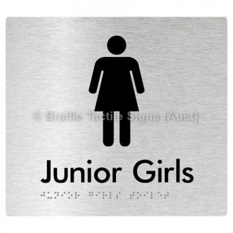 Braille Sign Junior Girls Toilet - Braille Tactile Signs (Aust) - BTS142-aliB - Fully Custom Signs - Fast Shipping - High Quality - Australian Made &amp; Owned