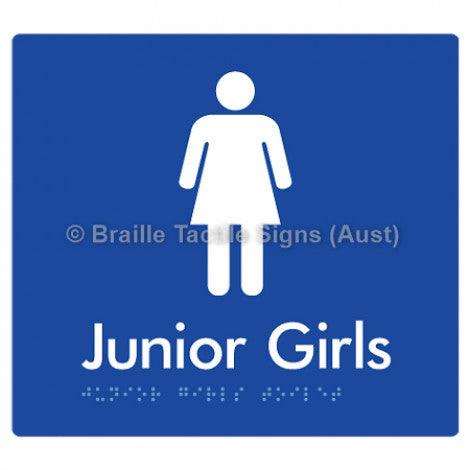 Braille Sign Junior Girls Toilet - Braille Tactile Signs (Aust) - BTS142-blu - Fully Custom Signs - Fast Shipping - High Quality - Australian Made &amp; Owned