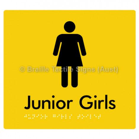 Braille Sign Junior Girls Toilet - Braille Tactile Signs (Aust) - BTS142-yel - Fully Custom Signs - Fast Shipping - High Quality - Australian Made &amp; Owned