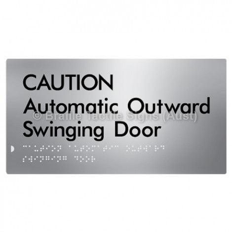 Braille Sign CAUTION Automatic Outward Swinging Door - Braille Tactile Signs (Aust) - BTS146-aliS - Fully Custom Signs - Fast Shipping - High Quality - Australian Made &amp; Owned