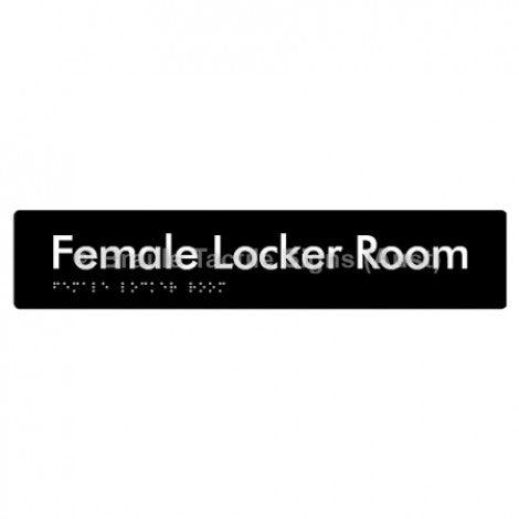 Braille Sign Female Locker Room - Braille Tactile Signs (Aust) - BTS147-blk - Fully Custom Signs - Fast Shipping - High Quality - Australian Made &amp; Owned