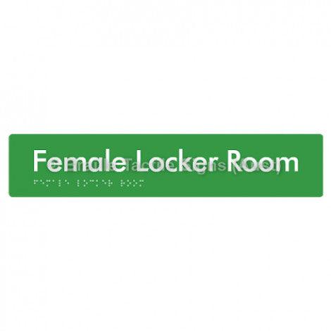 Braille Sign Female Locker Room - Braille Tactile Signs (Aust) - BTS147-grn - Fully Custom Signs - Fast Shipping - High Quality - Australian Made &amp; Owned