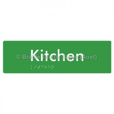 Braille Sign Kitchen - Braille Tactile Signs (Aust) - BTS155-grn - Fully Custom Signs - Fast Shipping - High Quality - Australian Made &amp; Owned