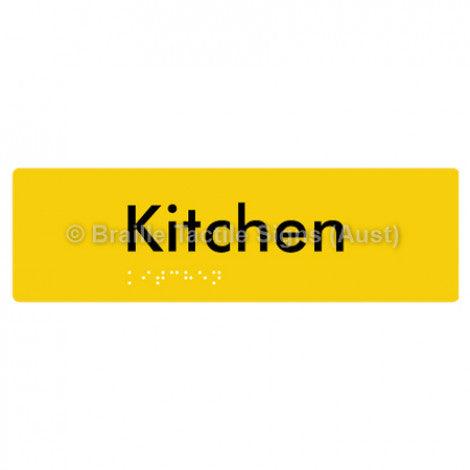 Braille Sign Kitchen - Braille Tactile Signs (Aust) - BTS155-yel - Fully Custom Signs - Fast Shipping - High Quality - Australian Made &amp; Owned