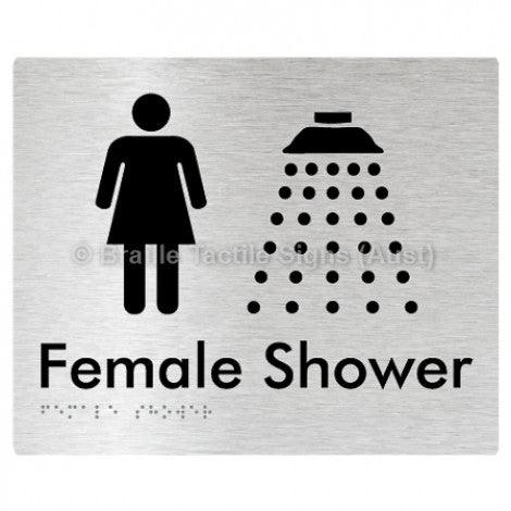 Braille Sign Female Shower - Braille Tactile Signs (Aust) - BTS157n-aliB - Fully Custom Signs - Fast Shipping - High Quality - Australian Made &amp; Owned