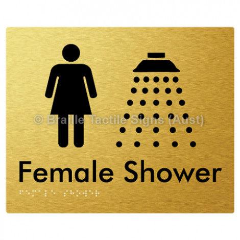 Braille Sign Female Shower - Braille Tactile Signs (Aust) - BTS157n-aliG - Fully Custom Signs - Fast Shipping - High Quality - Australian Made &amp; Owned