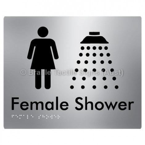 Braille Sign Female Shower - Braille Tactile Signs (Aust) - BTS157n-aliS - Fully Custom Signs - Fast Shipping - High Quality - Australian Made &amp; Owned