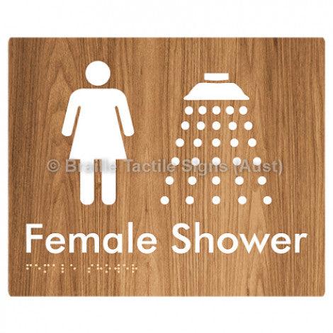 Braille Sign Female Shower - Braille Tactile Signs (Aust) - BTS157n-wdg - Fully Custom Signs - Fast Shipping - High Quality - Australian Made &amp; Owned