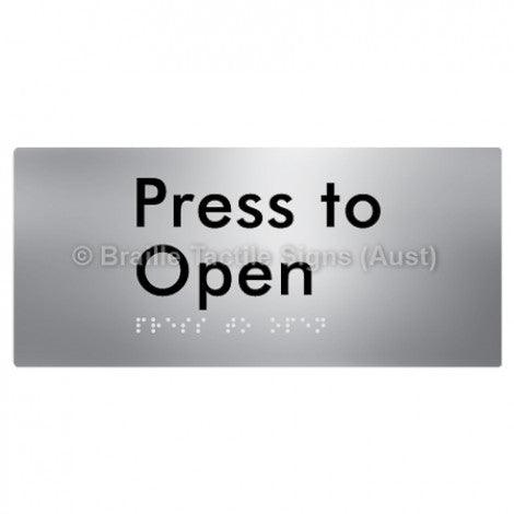 Braille Sign Press to Open - Braille Tactile Signs (Aust) - BTS164-aliS - Fully Custom Signs - Fast Shipping - High Quality - Australian Made &amp; Owned