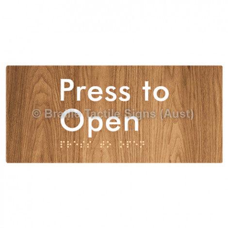 Braille Sign Press to Open - Braille Tactile Signs (Aust) - BTS164-wdg - Fully Custom Signs - Fast Shipping - High Quality - Australian Made &amp; Owned