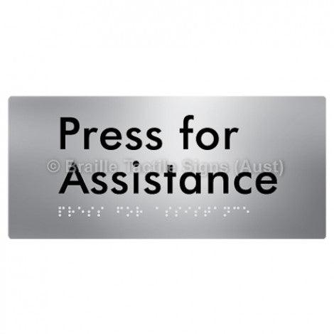Braille Sign Press for Assistance - Braille Tactile Signs (Aust) - BTS165-aliS - Fully Custom Signs - Fast Shipping - High Quality - Australian Made &amp; Owned