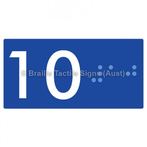 Braille Sign Lift Button Signs (B,G,P,1-10) 10 - Braille Tactile Signs (Aust) - BTS189-10-blu - Fully Custom Signs - Fast Shipping - High Quality - Australian Made &amp; Owned