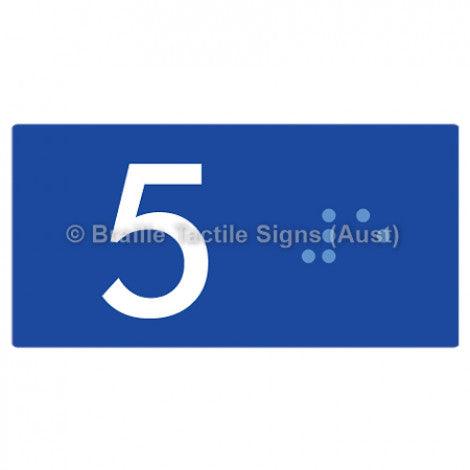 Braille Sign Lift Button Signs (B,G,P,1-10) 5 - Braille Tactile Signs (Aust) - BTS189-05-blu - Fully Custom Signs - Fast Shipping - High Quality - Australian Made &amp; Owned