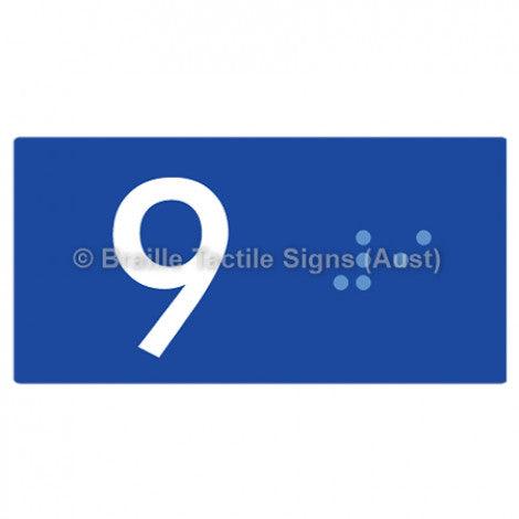 Braille Sign Lift Button Signs (B,G,P,1-10) 9 - Braille Tactile Signs (Aust) - BTS189-09-blu - Fully Custom Signs - Fast Shipping - High Quality - Australian Made &amp; Owned