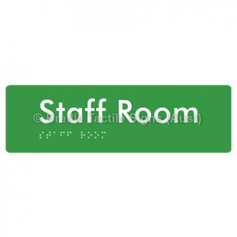 Braille Sign Staff Room - Braille Tactile Signs (Aust) - BTS190-grn - Fully Custom Signs - Fast Shipping - High Quality - Australian Made &amp; Owned