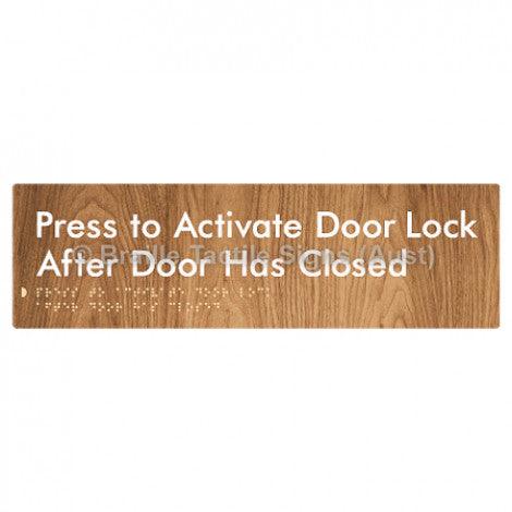 Braille Sign Press to Activate Door Lock After Door Has Closed - Braille Tactile Signs (Aust) - BTS208-wdg - Fully Custom Signs - Fast Shipping - High Quality - Australian Made &amp; Owned