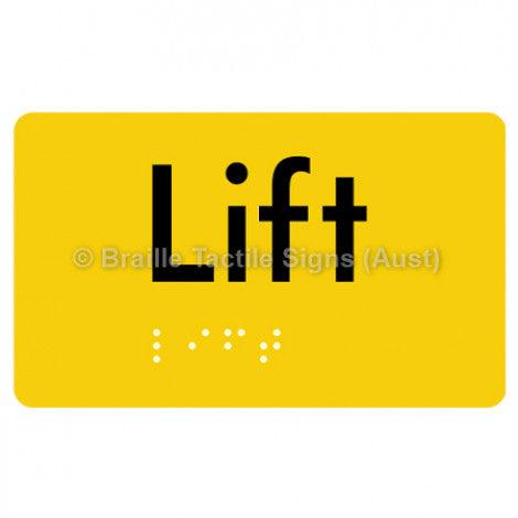 Braille Sign Lift - Braille Tactile Signs (Aust) - BTS20-yel - Fully Custom Signs - Fast Shipping - High Quality - Australian Made &amp; Owned