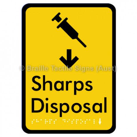 Braille Sign Sharps Disposal - Braille Tactile Signs (Aust) - BTS213-blu - Fully Custom Signs - Fast Shipping - High Quality - Australian Made &amp; Owned