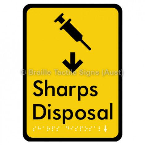 Braille Sign Sharps Disposal - Braille Tactile Signs (Aust) - BTS213-yel - Fully Custom Signs - Fast Shipping - High Quality - Australian Made &amp; Owned