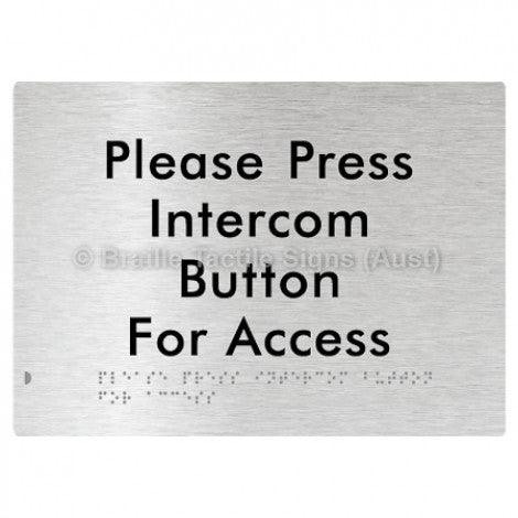 Braille Sign Please Press Intercom Button for Access - Braille Tactile Signs (Aust) - BTS220-aliB - Fully Custom Signs - Fast Shipping - High Quality - Australian Made &amp; Owned