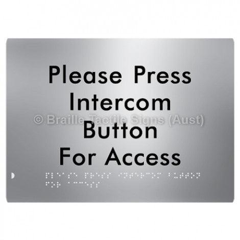 Braille Sign Please Press Intercom Button for Access - Braille Tactile Signs (Aust) - BTS220-aliS - Fully Custom Signs - Fast Shipping - High Quality - Australian Made &amp; Owned