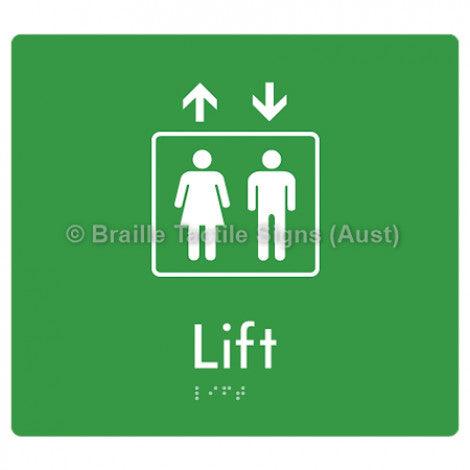 Braille Sign Lift - Braille Tactile Signs (Aust) - BTS228-grn - Fully Custom Signs - Fast Shipping - High Quality - Australian Made &amp; Owned