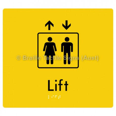 Braille Sign Lift - Braille Tactile Signs (Aust) - BTS228-yel - Fully Custom Signs - Fast Shipping - High Quality - Australian Made &amp; Owned