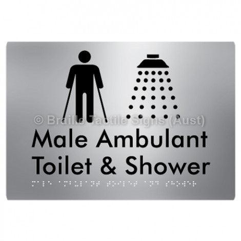 Braille Sign Male Ambulant Toilet & Shower - Braille Tactile Signs (Aust) - BTS231-aliS - Fully Custom Signs - Fast Shipping - High Quality - Australian Made &amp; Owned
