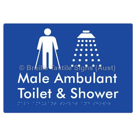 Braille Sign Male Ambulant Toilet & Shower - Braille Tactile Signs (Aust) - BTS231-blu - Fully Custom Signs - Fast Shipping - High Quality - Australian Made &amp; Owned