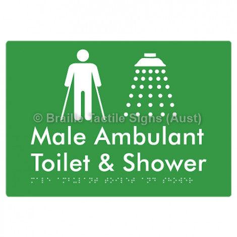 Braille Sign Male Ambulant Toilet & Shower - Braille Tactile Signs (Aust) - BTS231-grn - Fully Custom Signs - Fast Shipping - High Quality - Australian Made &amp; Owned
