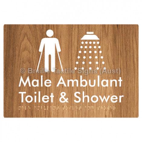 Braille Sign Male Ambulant Toilet & Shower - Braille Tactile Signs (Aust) - BTS231-wdg - Fully Custom Signs - Fast Shipping - High Quality - Australian Made &amp; Owned