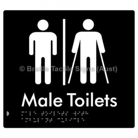 Braille Sign Male Toilets with Ambulant Cubicle w/ Air Lock - Braille Tactile Signs (Aust) - BTS236-AL-blk - Fully Custom Signs - Fast Shipping - High Quality - Australian Made &amp; Owned
