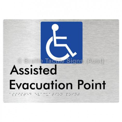 Braille Sign Assisted Evacuation Point - Braille Tactile Signs (Aust) - BTS240-aliB - Fully Custom Signs - Fast Shipping - High Quality - Australian Made &amp; Owned