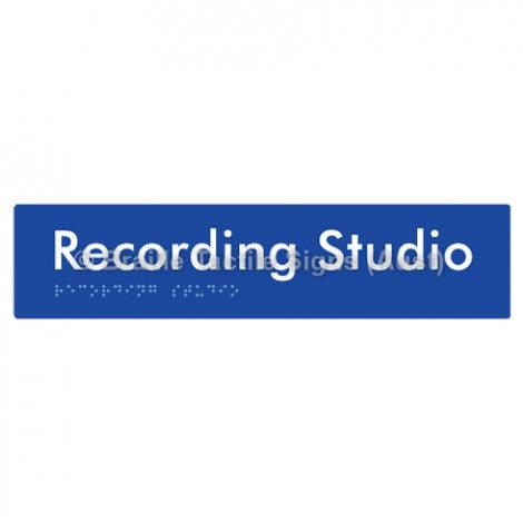 Braille Sign Recording Studio - Braille Tactile Signs (Aust) - BTS241-blu - Fully Custom Signs - Fast Shipping - High Quality - Australian Made &amp; Owned