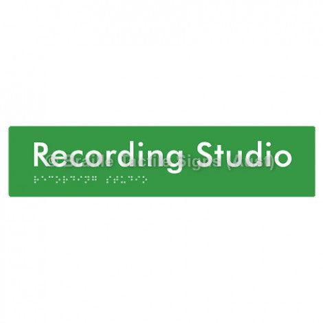 Braille Sign Recording Studio - Braille Tactile Signs (Aust) - BTS241-grn - Fully Custom Signs - Fast Shipping - High Quality - Australian Made &amp; Owned