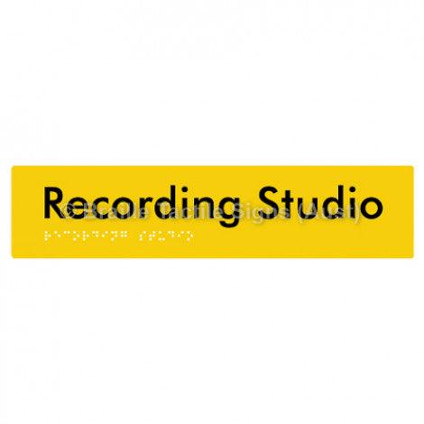 Braille Sign Recording Studio - Braille Tactile Signs (Aust) - BTS241-yel - Fully Custom Signs - Fast Shipping - High Quality - Australian Made &amp; Owned