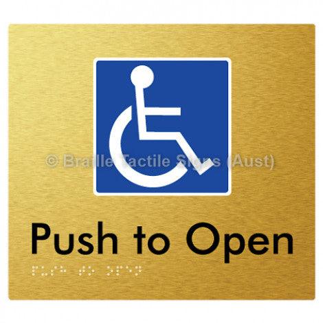 Braille Sign Push to Open - Braille Tactile Signs (Aust) - BTS242-aliG - Fully Custom Signs - Fast Shipping - High Quality - Australian Made &amp; Owned