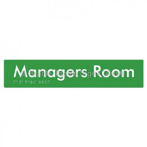 Braille Sign Managers Room - Braille Tactile Signs (Aust) - BTS244-grn - Fully Custom Signs - Fast Shipping - High Quality - Australian Made &amp; Owned