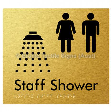 Braille Sign Unisex Staff Shower - Braille Tactile Signs (Aust) - BTS246-aliG - Fully Custom Signs - Fast Shipping - High Quality - Australian Made &amp; Owned