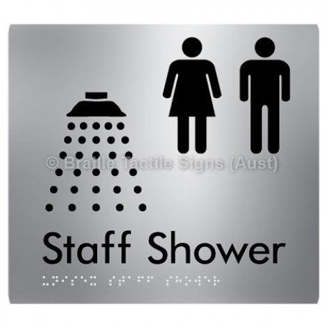 Braille Sign Unisex Staff Shower - Braille Tactile Signs (Aust) - BTS246-aliS - Fully Custom Signs - Fast Shipping - High Quality - Australian Made &amp; Owned