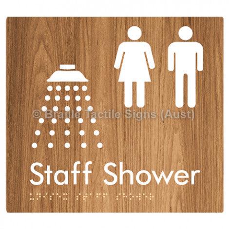 Braille Sign Unisex Staff Shower - Braille Tactile Signs (Aust) - BTS246-wdg - Fully Custom Signs - Fast Shipping - High Quality - Australian Made &amp; Owned