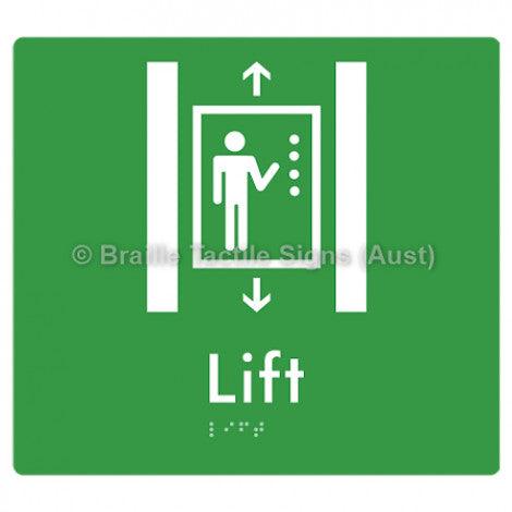 Braille Sign Lift - Braille Tactile Signs (Aust) - BTS247-grn - Fully Custom Signs - Fast Shipping - High Quality - Australian Made &amp; Owned