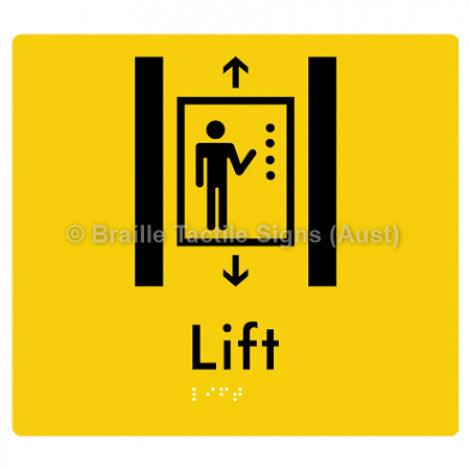 Braille Sign Lift - Braille Tactile Signs (Aust) - BTS247-yel - Fully Custom Signs - Fast Shipping - High Quality - Australian Made &amp; Owned