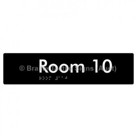Braille Sign Room 10 - Braille Tactile Signs (Aust) - BTS248-10-blk - Fully Custom Signs - Fast Shipping - High Quality - Australian Made &amp; Owned